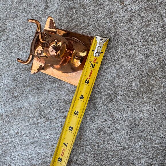 Vintage Solid Copper Bull Head Coat Hook Hat / Apron Wall Hook - Picture 4 of 6